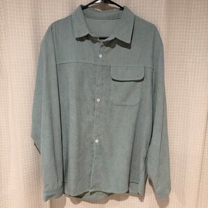 SHEIN Men’s Corduroy Button-Down Shirt in Sage Green